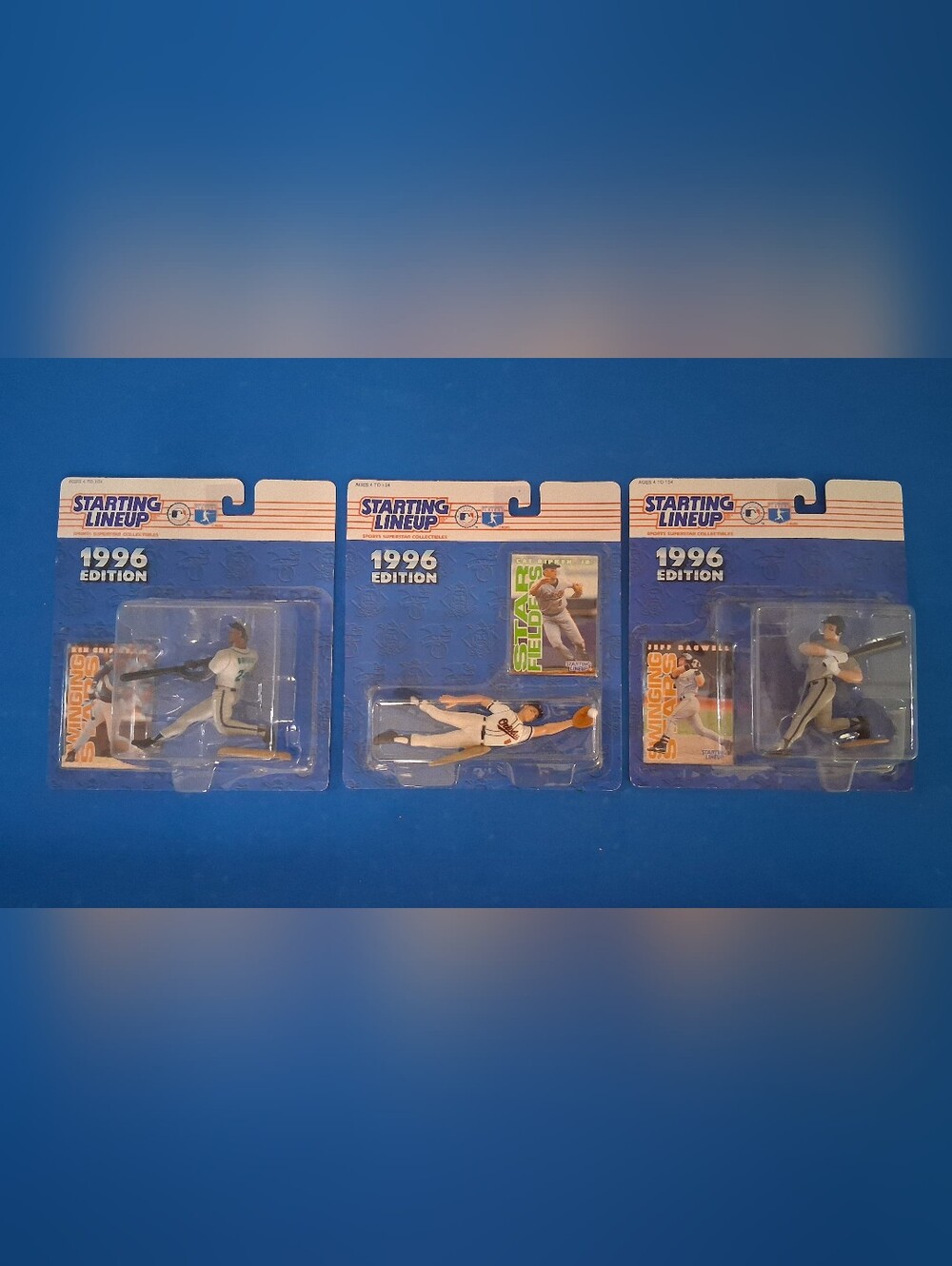 MLB STARTING LINEUP LOT Of 3 Ken Griffey Jr, Cal Ripkin Jr, Jeff Bagwell